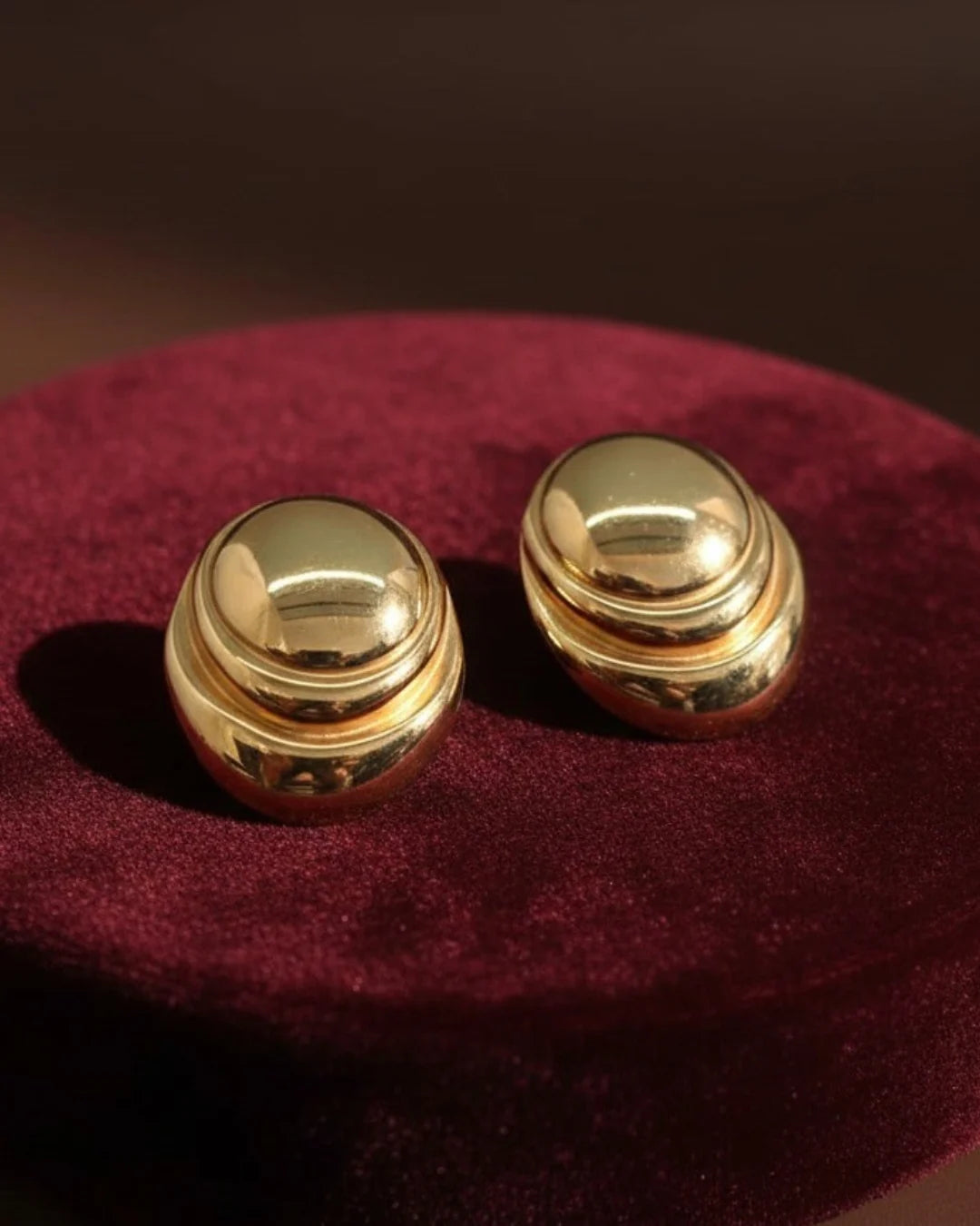 Golden Dome Stud Earrings