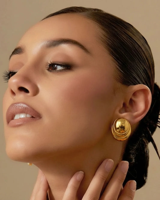 Golden Dome Stud Earrings
