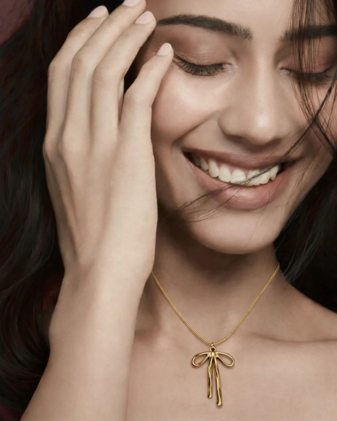 Golden Bow Drop Necklace