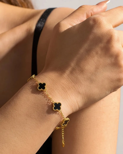 Midnight Clover Chain Bracelet