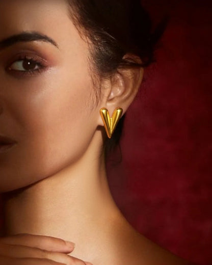 V-Shape Gold Earrings