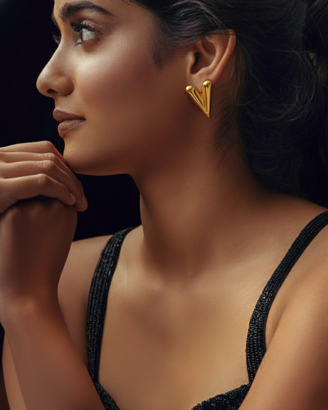 V-Shape Gold Earrings