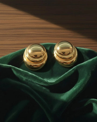 Golden Dome Stud Earrings