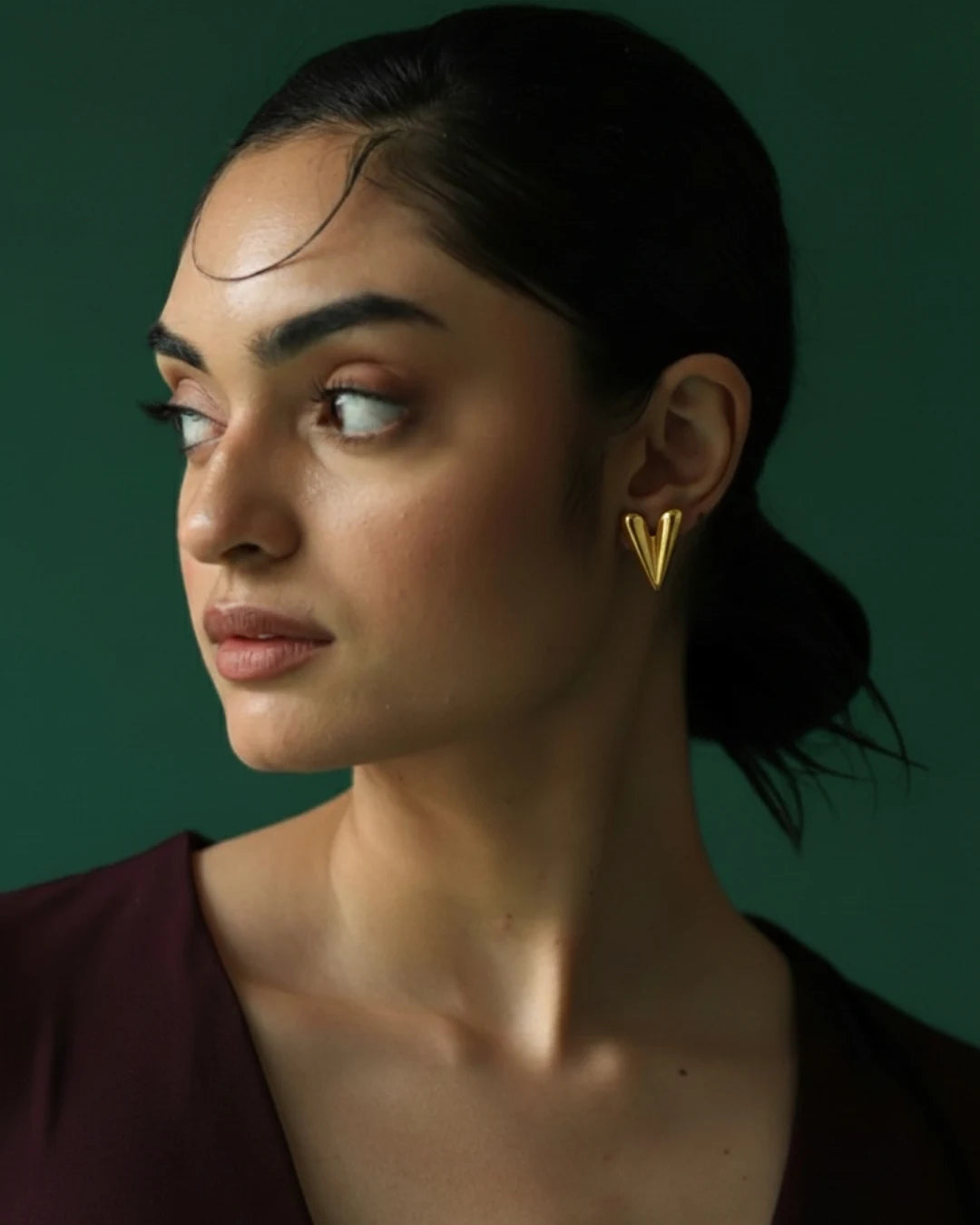 V-Shape Gold Earrings