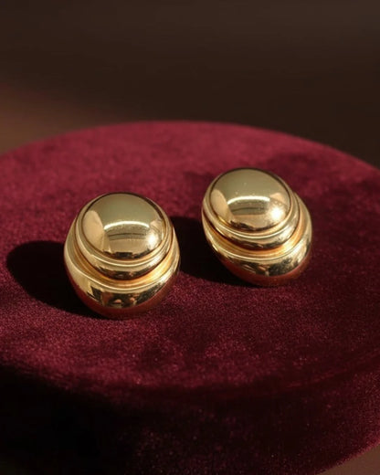 Golden Dome Stud Earrings