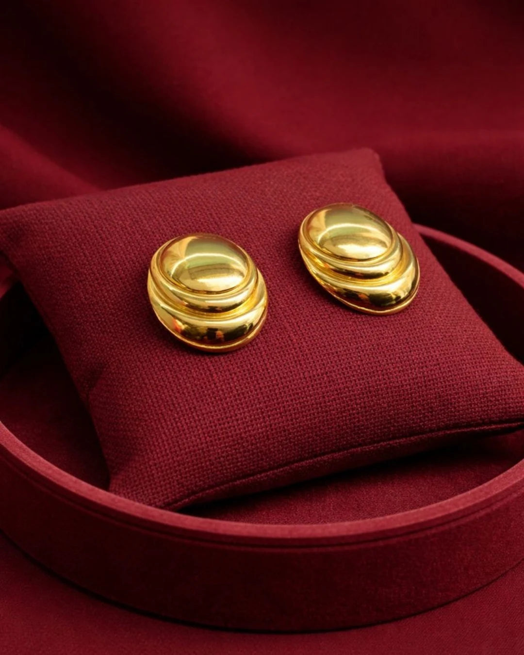Golden Dome Stud Earrings