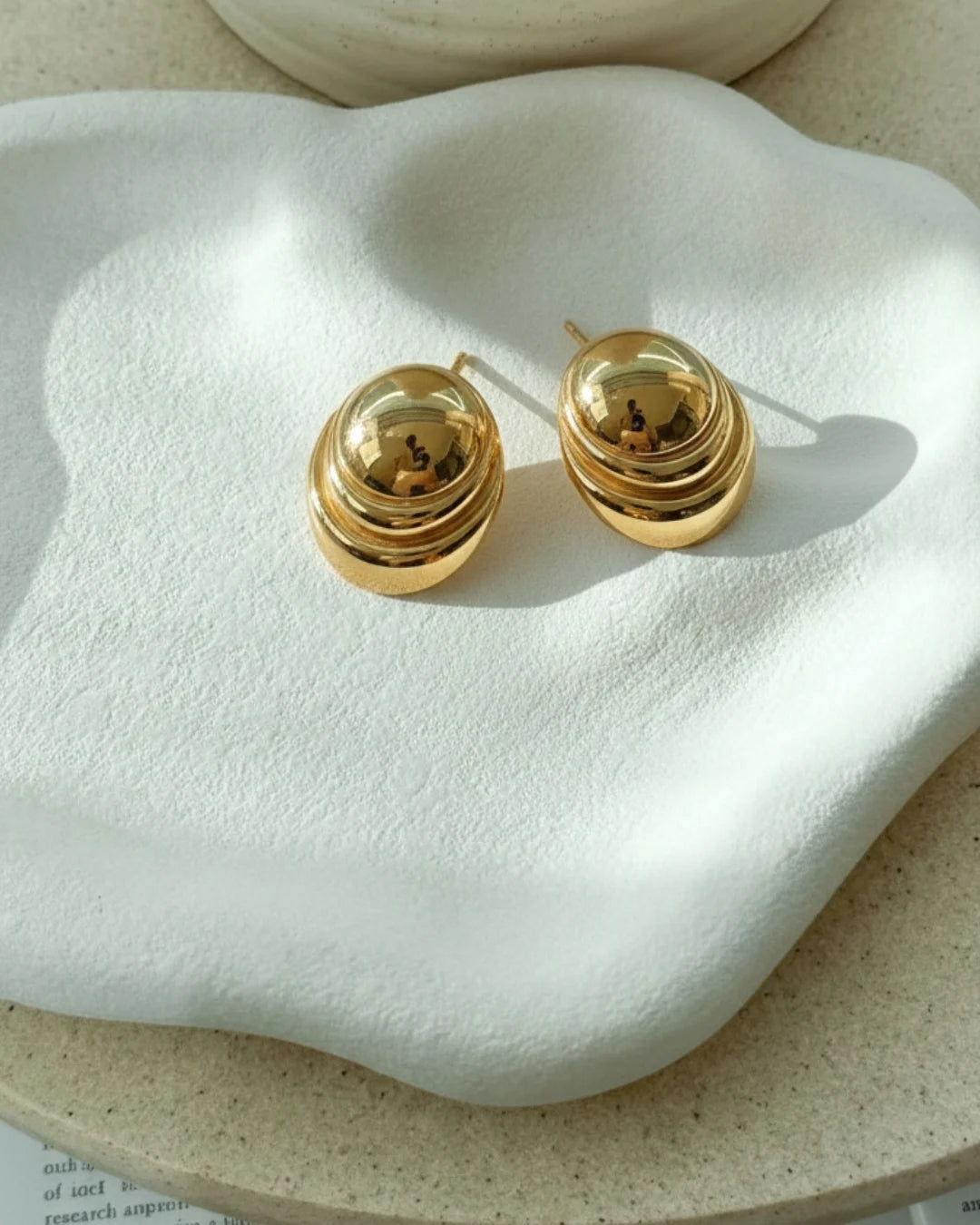 Golden Dome Stud Earrings