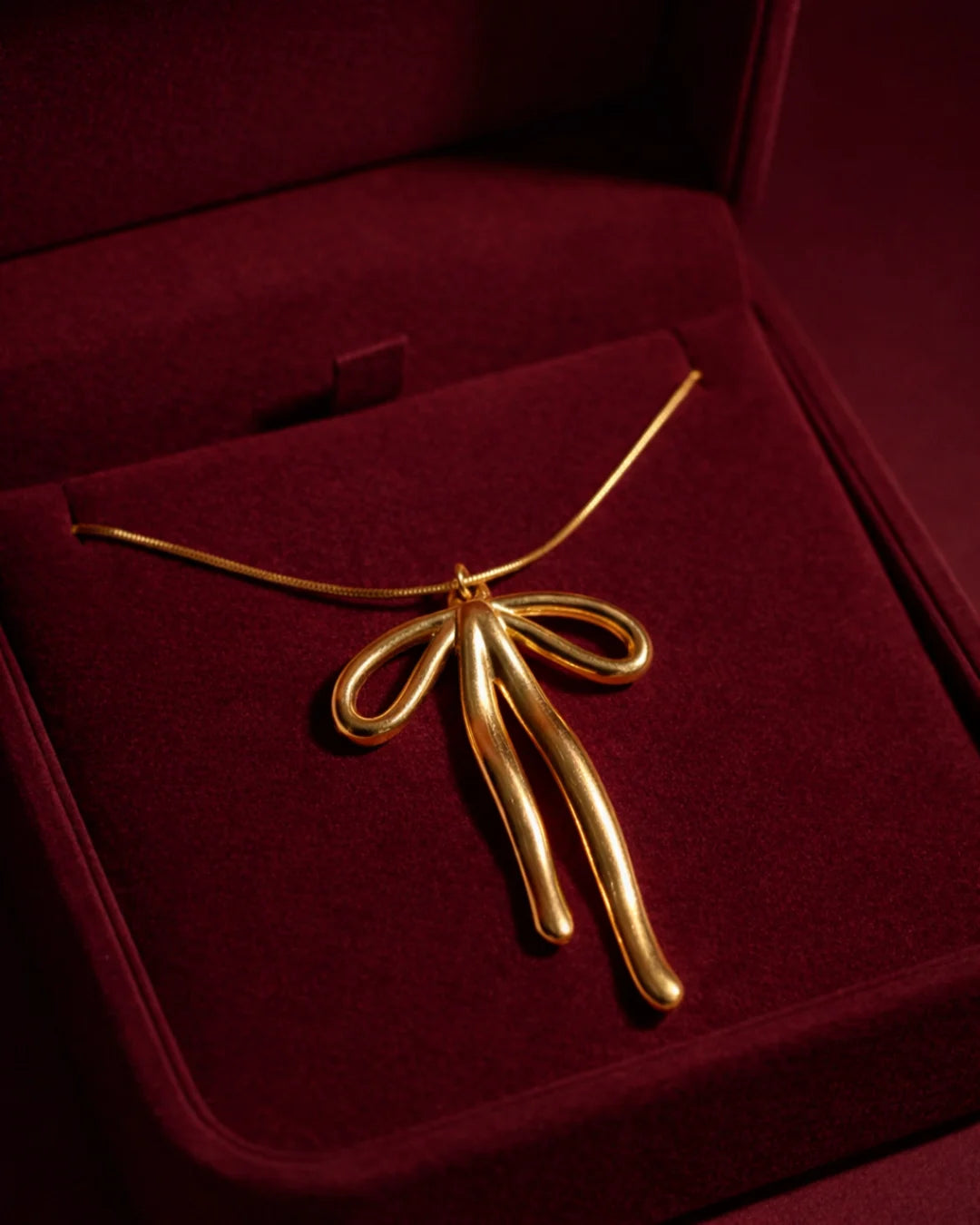 Golden Bow Drop Necklace