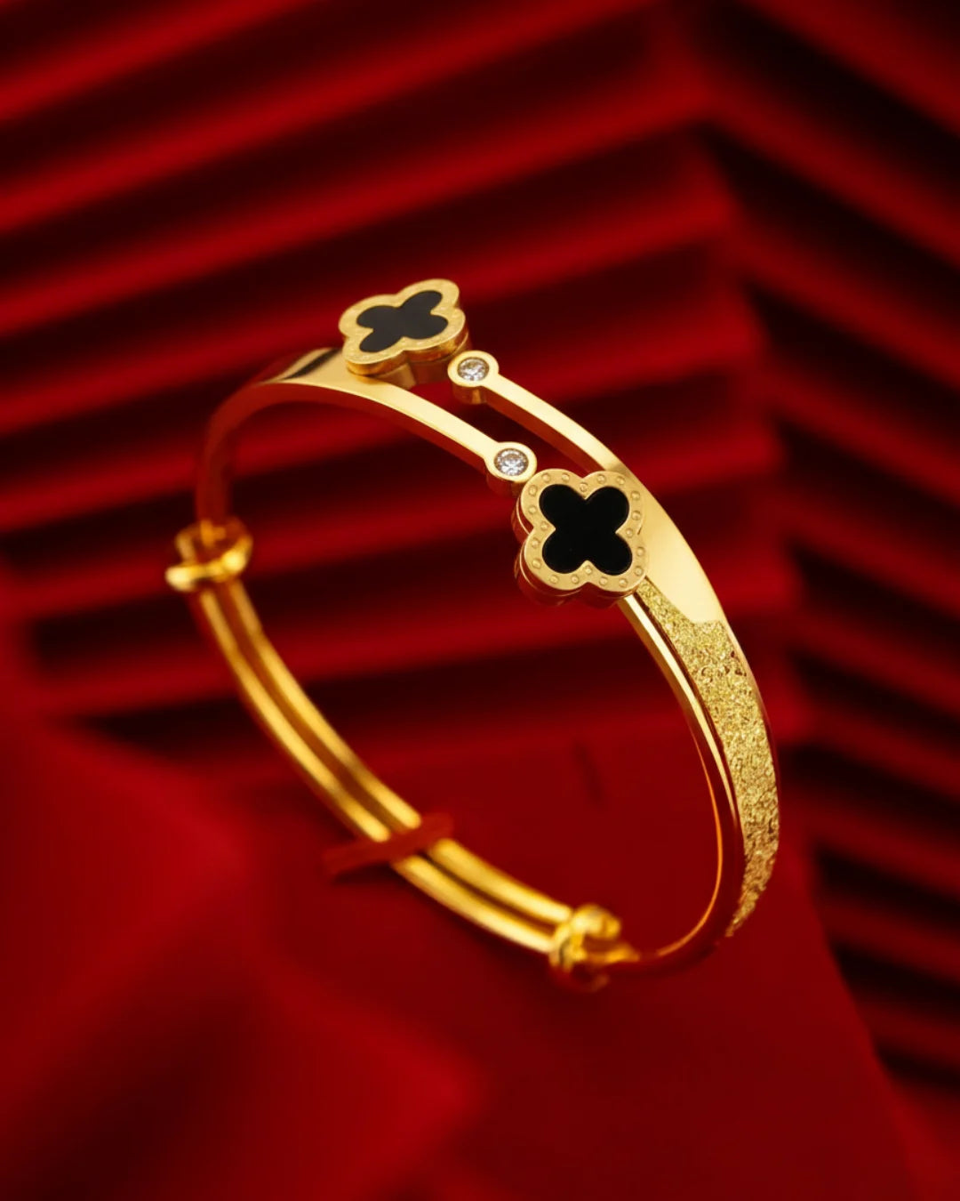 Midnight Clover Cuff Bracelet