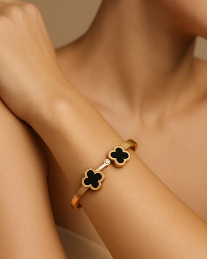 Midnight Clover Cuff Bracelet