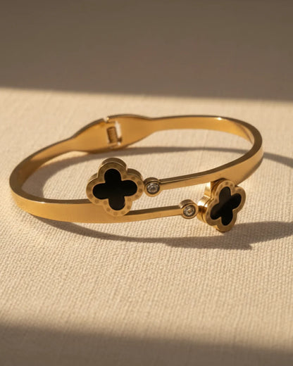 Midnight Clover Cuff Bracelet