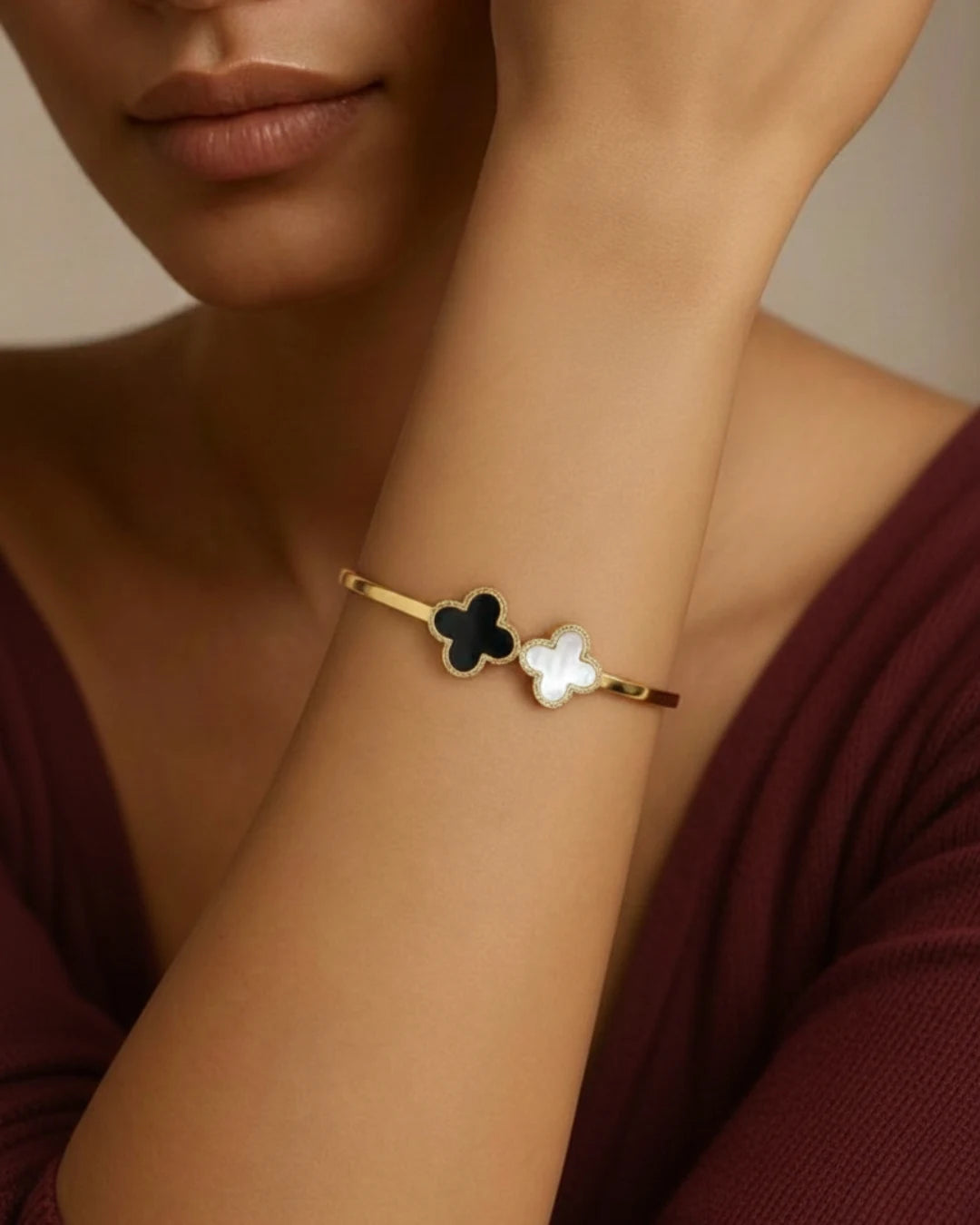 Dual Clover Cuff Bracelet