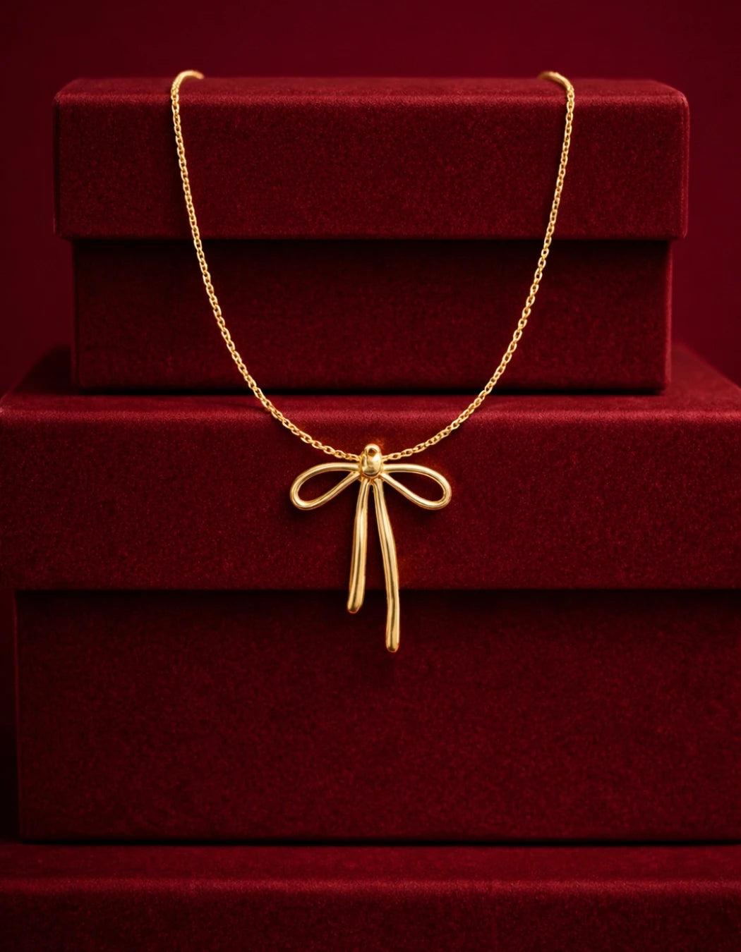 Golden Bow Drop Necklace