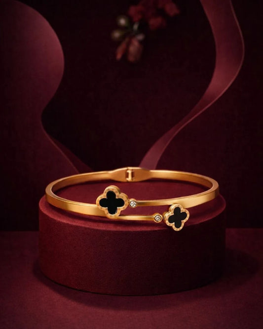 Midnight Clover Cuff Bracelet