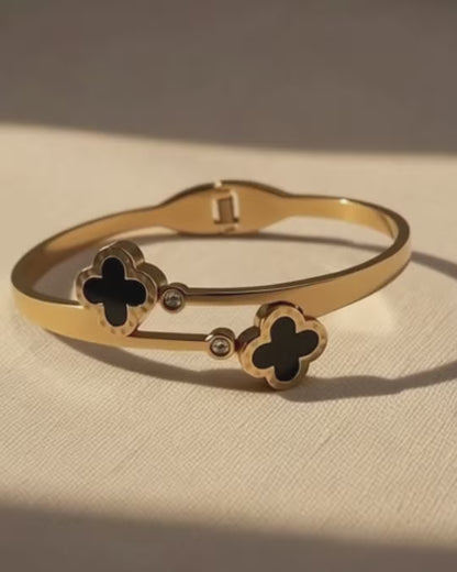 Midnight Clover Cuff Bracelet