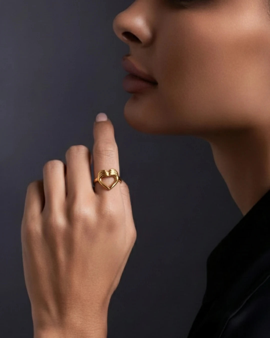 Golden Heart Open Ring